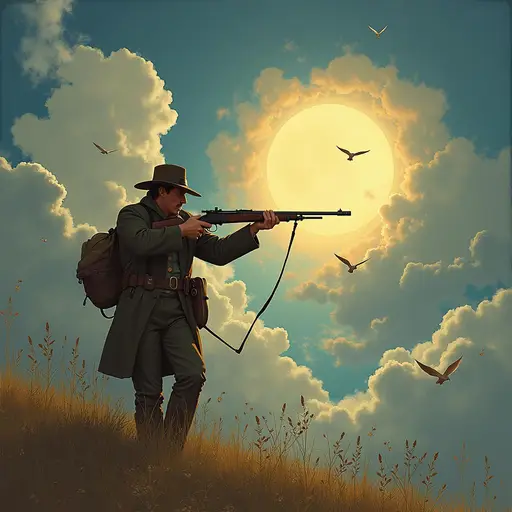 Man with a rifle in a dream